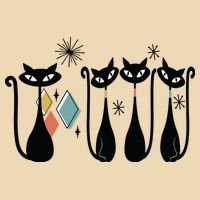 Cat Mid Century Cats 50s Cats Atomic Cats Drawstring Bag
