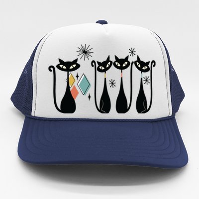 Cat Mid Century Cats 50s Cats Atomic Cats Trucker Hat