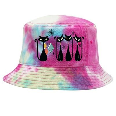 Cat Mid Century Cats 50s Cats Atomic Cats Tie-Dyed Bucket Hat