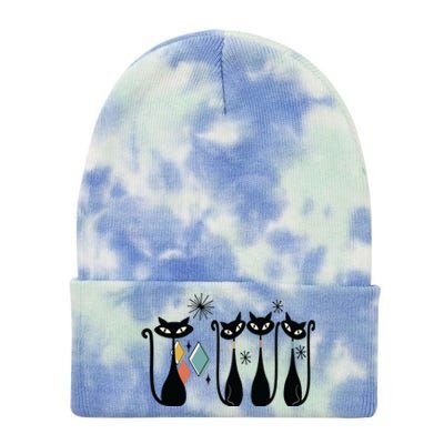 Cat Mid Century Cats 50s Cats Atomic Cats Tie Dye 12in Knit Beanie