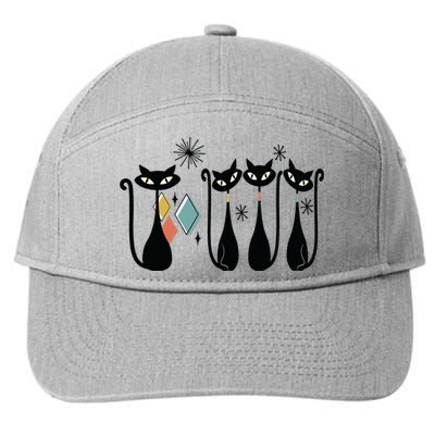 Cat Mid Century Cats 50s Cats Atomic Cats 7-Panel Snapback Hat