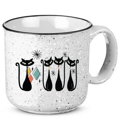 Cat Mid Century Cats 50s Cats Atomic Cats 15oz Campfire Ceramic Mug