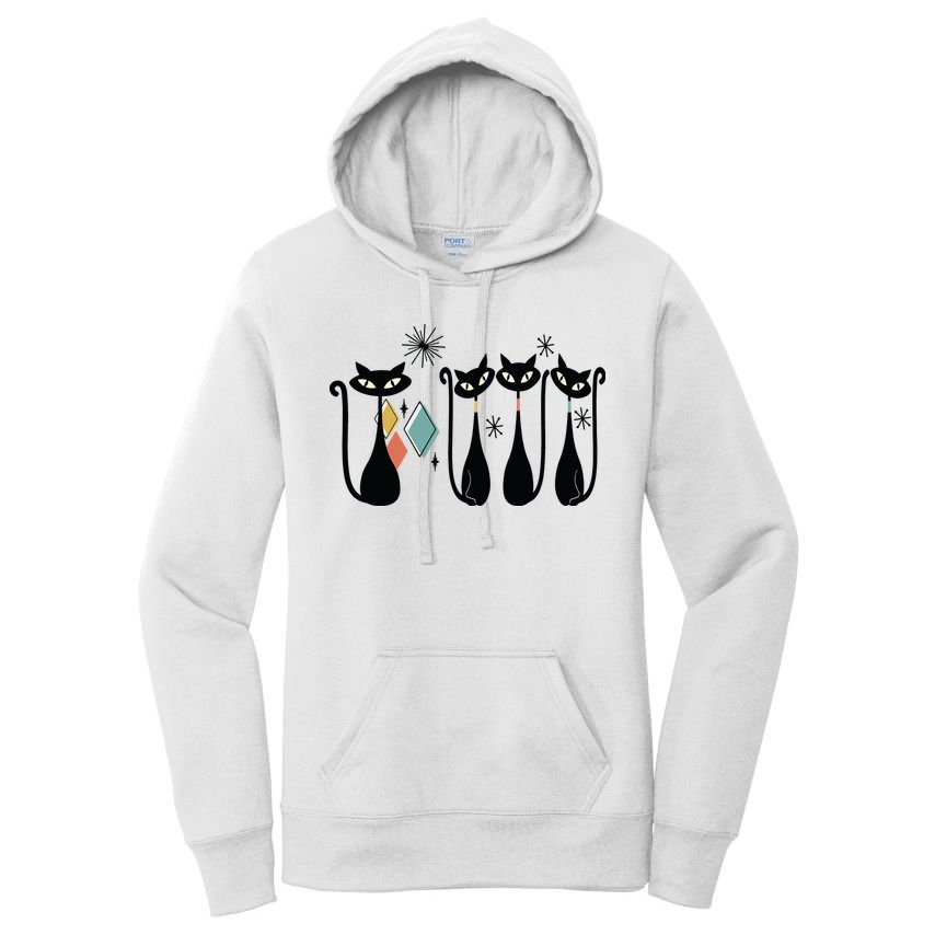 Cat Mid Century Cats 50s Cats Atomic Cats Women's Pullover Hoodie