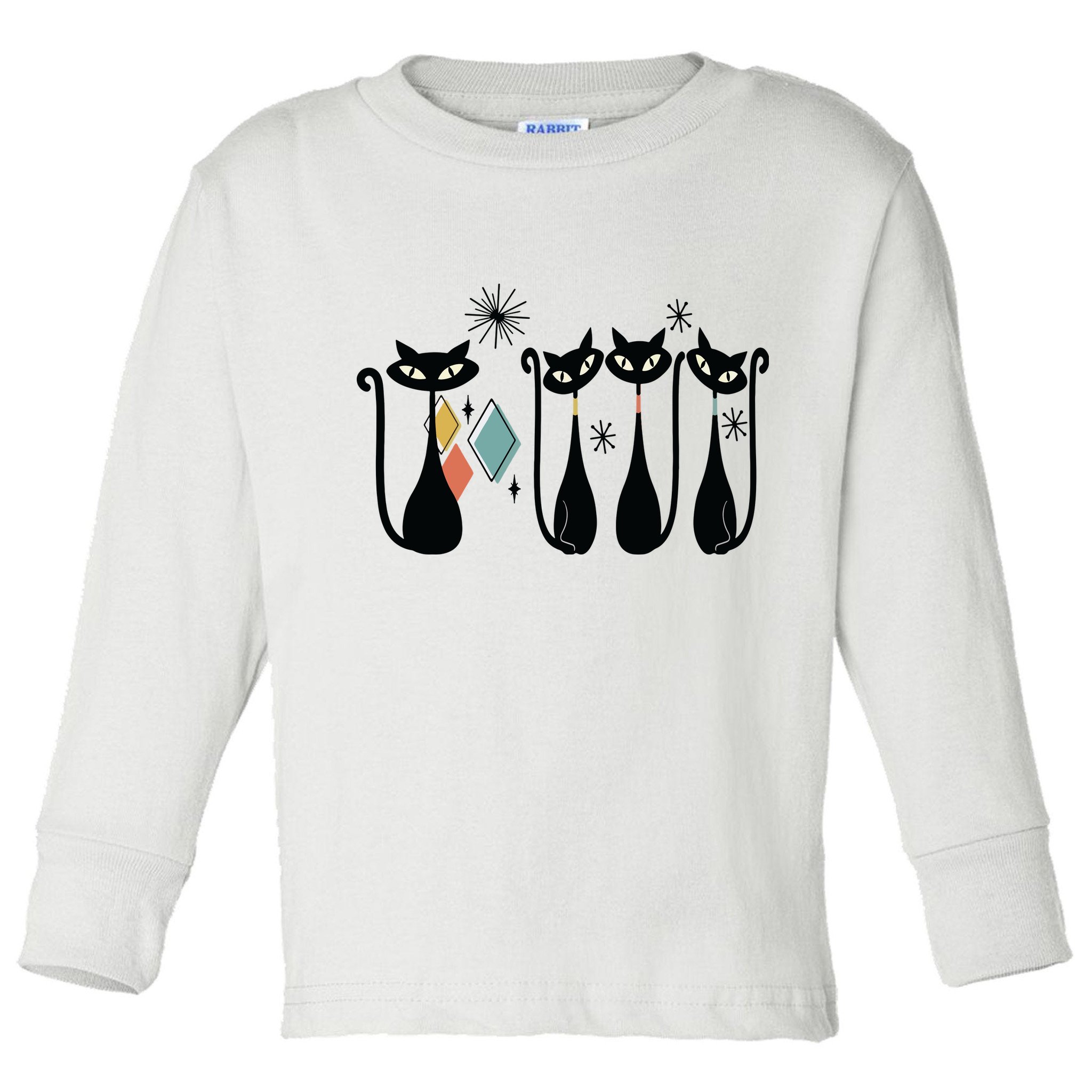 Cat Mid Century Cats 50s Cats Atomic Cats Toddler Long Sleeve Shirt