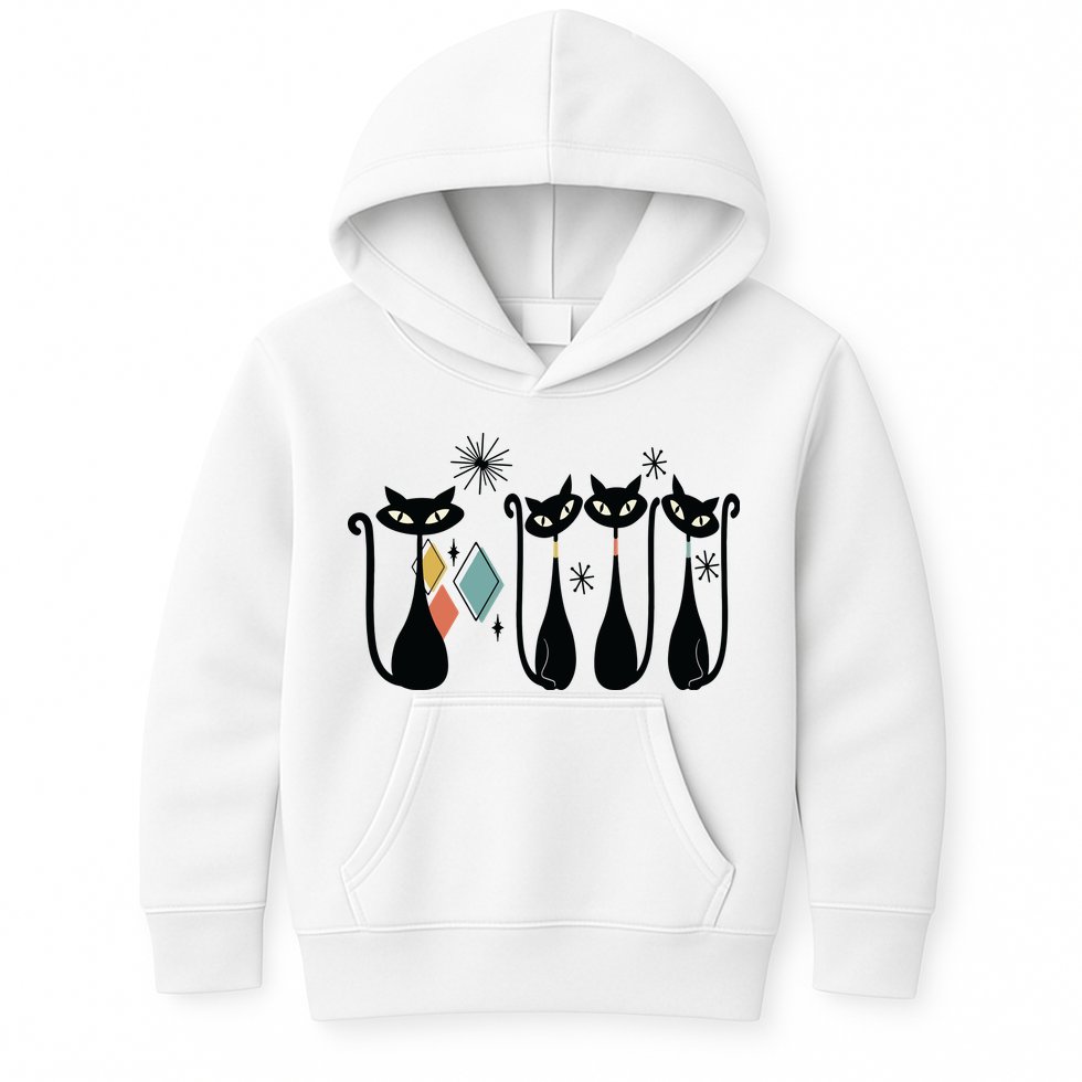 Cat Mid Century Cats 50s Cats Atomic Cats Kids Hoodie
