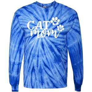 Cat Mom Cat Paws Cat Lover Funny Cute Cat Great Gift Tie-Dye Long Sleeve Shirt