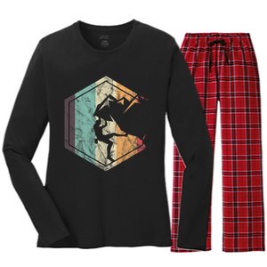 Climbing Mountaineering Climber Athletes Mountain Rock Women's Long Sleeve Flannel Pajama Set 