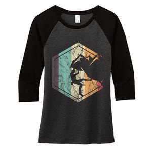 Climbing Mountaineering Climber Athletes Mountain Rock Women's Tri-Blend 3/4-Sleeve Raglan Shirt