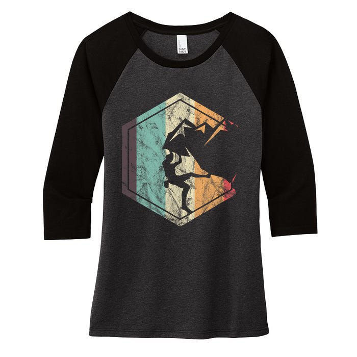 Climbing Mountaineering Climber Athletes Mountain Rock Women's Tri-Blend 3/4-Sleeve Raglan Shirt