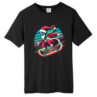 Cool Merry Christmas Santa Skeleton Skateboarding Skater Gift Tall Fusion ChromaSoft Performance T-Shirt