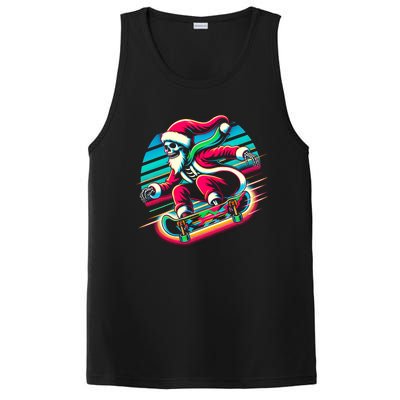 Cool Merry Christmas Santa Skeleton Skateboarding Skater Gift PosiCharge Competitor Tank