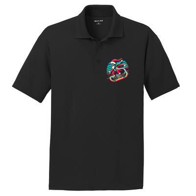 Cool Merry Christmas Santa Skeleton Skateboarding Skater Gift PosiCharge RacerMesh Polo