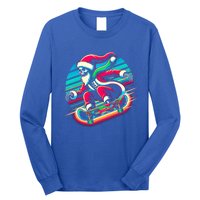 Cool Merry Christmas Santa Skeleton Skateboarding Skater Gift Long Sleeve Shirt