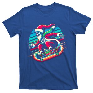 Cool Merry Christmas Santa Skeleton Skateboarding Skater Gift T-Shirt