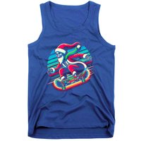 Cool Merry Christmas Santa Skeleton Skateboarding Skater Gift Tank Top