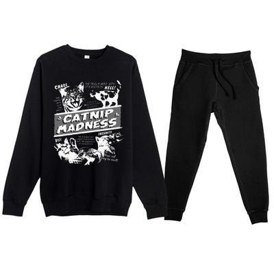 Catnip Madness Cute Kitten Funny Cat Pet Humor Premium Crewneck Sweatsuit Set