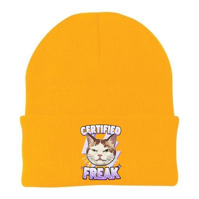 Cat Meme Certified Freak Eat Cement Cursed Cat Funny Knit Cap Winter Beanie