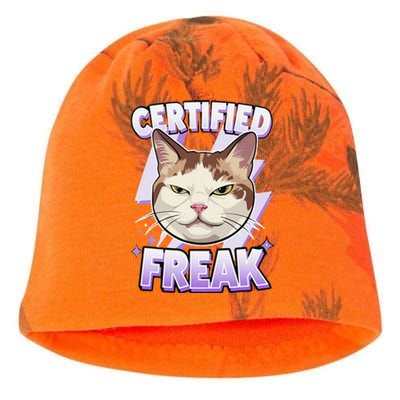 Cat Meme Certified Freak Eat Cement Cursed Cat Funny Kati - Camo Knit Beanie