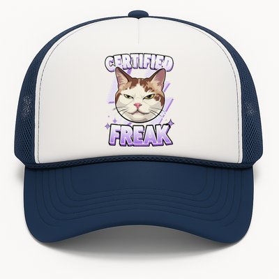 Cat Meme Certified Freak Eat Cement Cursed Cat Funny Trucker Hat