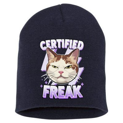 Cat Meme Certified Freak Eat Cement Cursed Cat Funny Short Acrylic Beanie