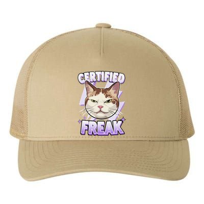 Cat Meme Certified Freak Eat Cement Cursed Cat Funny Yupoong Adult 5-Panel Trucker Hat