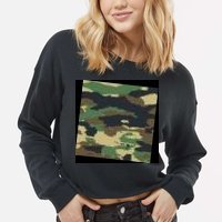 Camo Military Cropped Pullover Crew