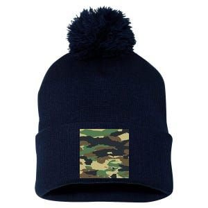 Camo Military Pom Pom 12in Knit Beanie