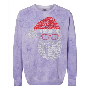 Cool Merry Christmas Text Art Santa Claus Colorblast Crewneck Sweatshirt