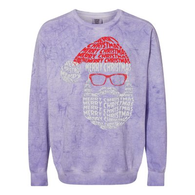 Cool Merry Christmas Text Art Santa Claus Colorblast Crewneck Sweatshirt