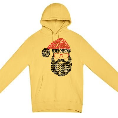 Cool Merry Christmas Text Art Santa Claus Premium Pullover Hoodie