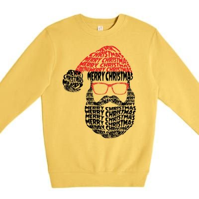 Cool Merry Christmas Text Art Santa Claus Premium Crewneck Sweatshirt