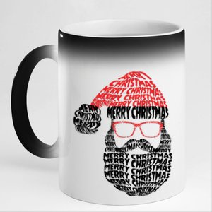 Cool Merry Christmas Text Art Santa Claus 11oz Black Color Changing Mug