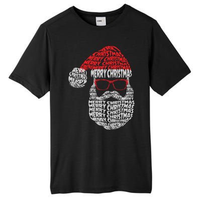 Cool Merry Christmas Text Art Santa Claus Tall Fusion ChromaSoft Performance T-Shirt