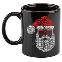Cool Merry Christmas Text Art Santa Claus 11oz C Handle Ceramic Mug
