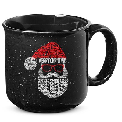 Cool Merry Christmas Text Art Santa Claus 15oz Campfire Ceramic Mug