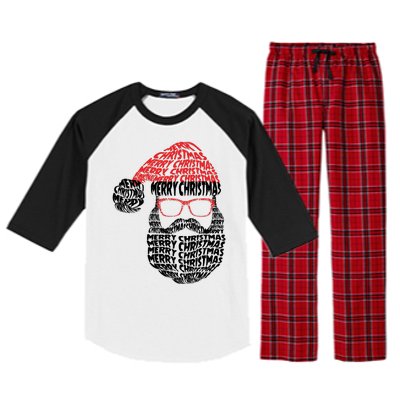 Cool Merry Christmas Text Art Santa Claus Raglan Sleeve Pajama Set