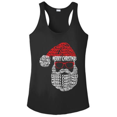 Cool Merry Christmas Text Art Santa Claus Ladies PosiCharge Competitor Racerback Tank