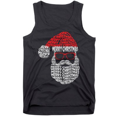Cool Merry Christmas Text Art Santa Claus Tank Top