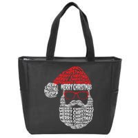 Cool Merry Christmas Text Art Santa Claus Zip Tote Bag