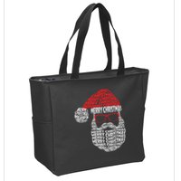 Cool Merry Christmas Text Art Santa Claus Zip Tote Bag