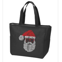 Cool Merry Christmas Text Art Santa Claus Zip Tote Bag