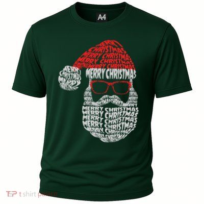 Cool Merry Christmas Text Art Santa Claus Performance Shirt