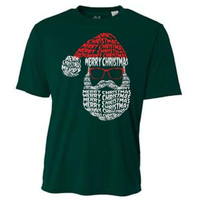 Cool Merry Christmas Text Art Santa Claus Cooling Performance Crew T-Shirt