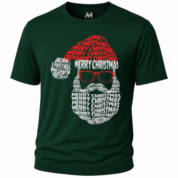 Cool Merry Christmas Text Art Santa Claus Cooling Performance Crew T-Shirt
