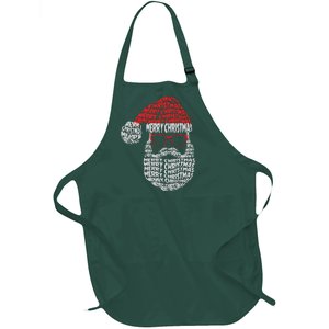 Cool Merry Christmas Text Art Santa Claus Full-Length Apron With Pockets