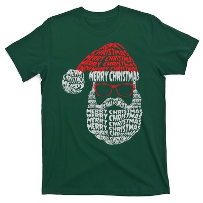 Cool Merry Christmas Text Art Santa Claus T-Shirt