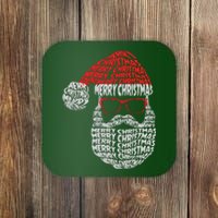 Cool Merry Christmas Text Art Santa Claus Coaster