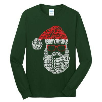 Cool Merry Christmas Text Art Santa Claus Tall Long Sleeve T-Shirt