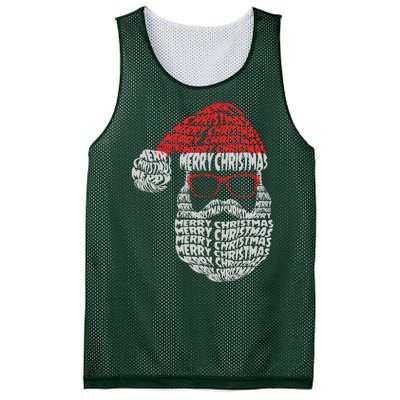 Cool Merry Christmas Text Art Santa Claus Mesh Reversible Basketball Jersey Tank