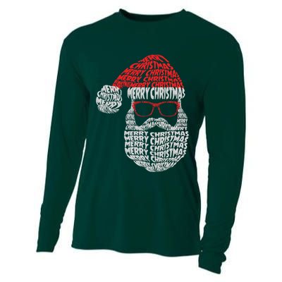 Cool Merry Christmas Text Art Santa Claus Cooling Performance Long Sleeve Crew